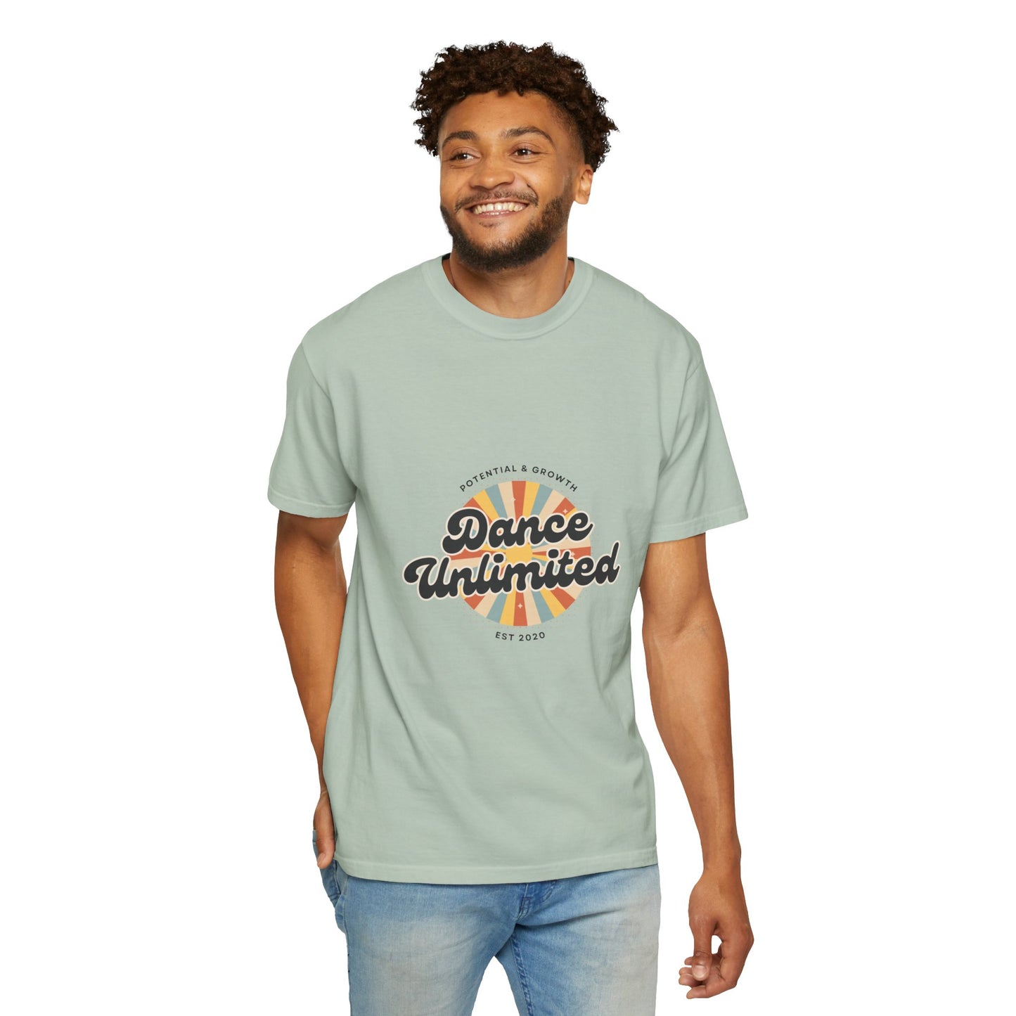 "Dance Unlimited, Potential & Growth" Unisex Garment-Dyed T-Shirt – Retro-Inspired Dance Motivation Graphic Tee – Inspirational Shirt for Dancers"
