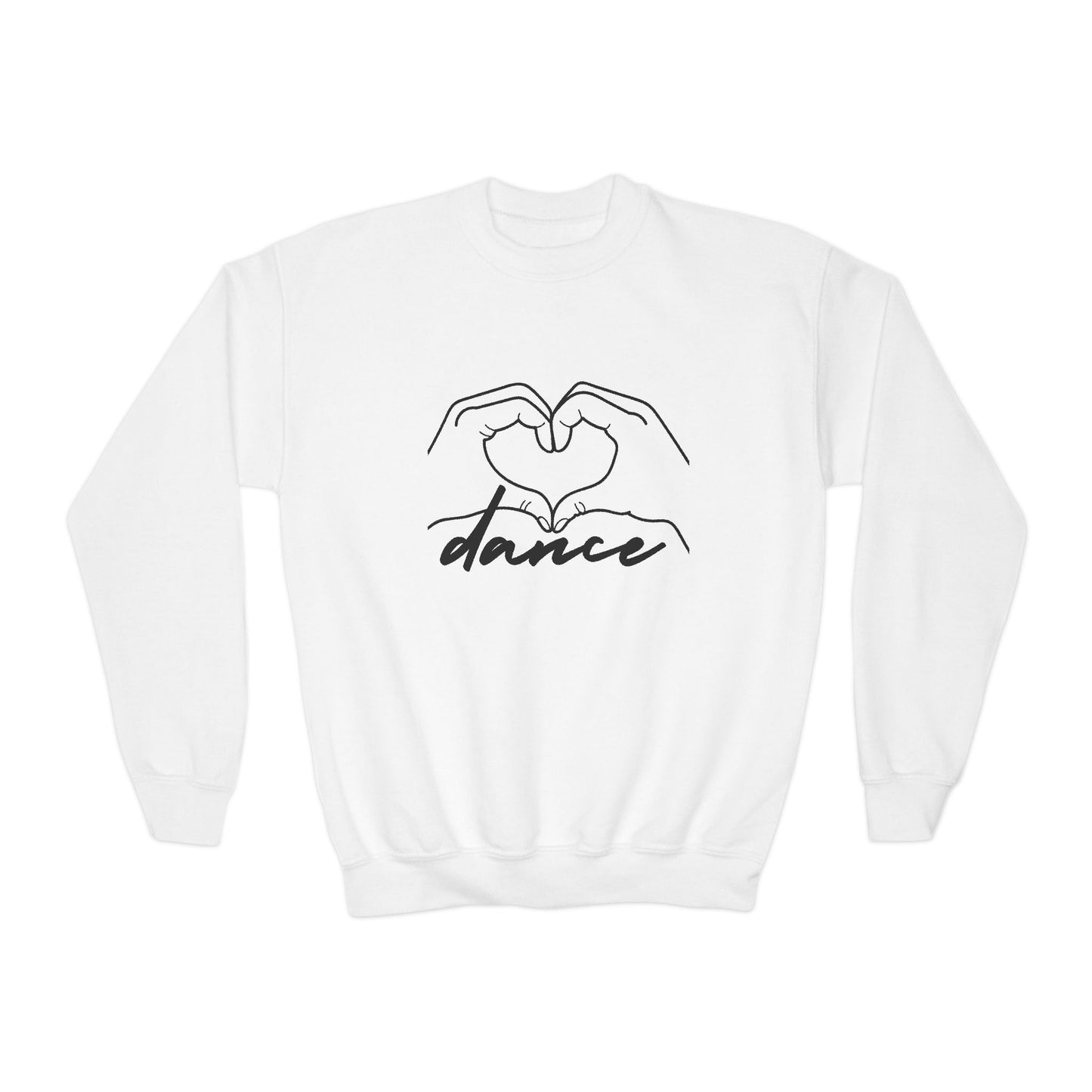 "Dance" Heart Hands Youth Crewneck Sweatshirt – Heart Hands Graphic Dance Lover Pullover