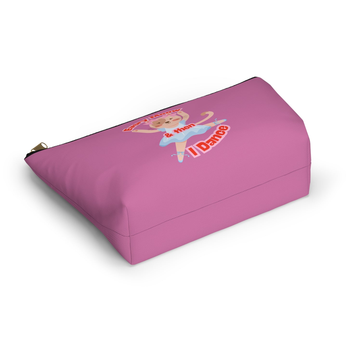 “Every Meow & Then I Dance” Adorable Dancing Cat Graphic | Cute Cat Dance Cosmetic Bag for Ballet Lovers & Travel Essentials - Makeup Bag