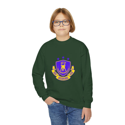 "Jeté Dance Gear" – Collegiate Style Youth Crewneck Sweatshirt | Bold Kids Dance Team Pullover