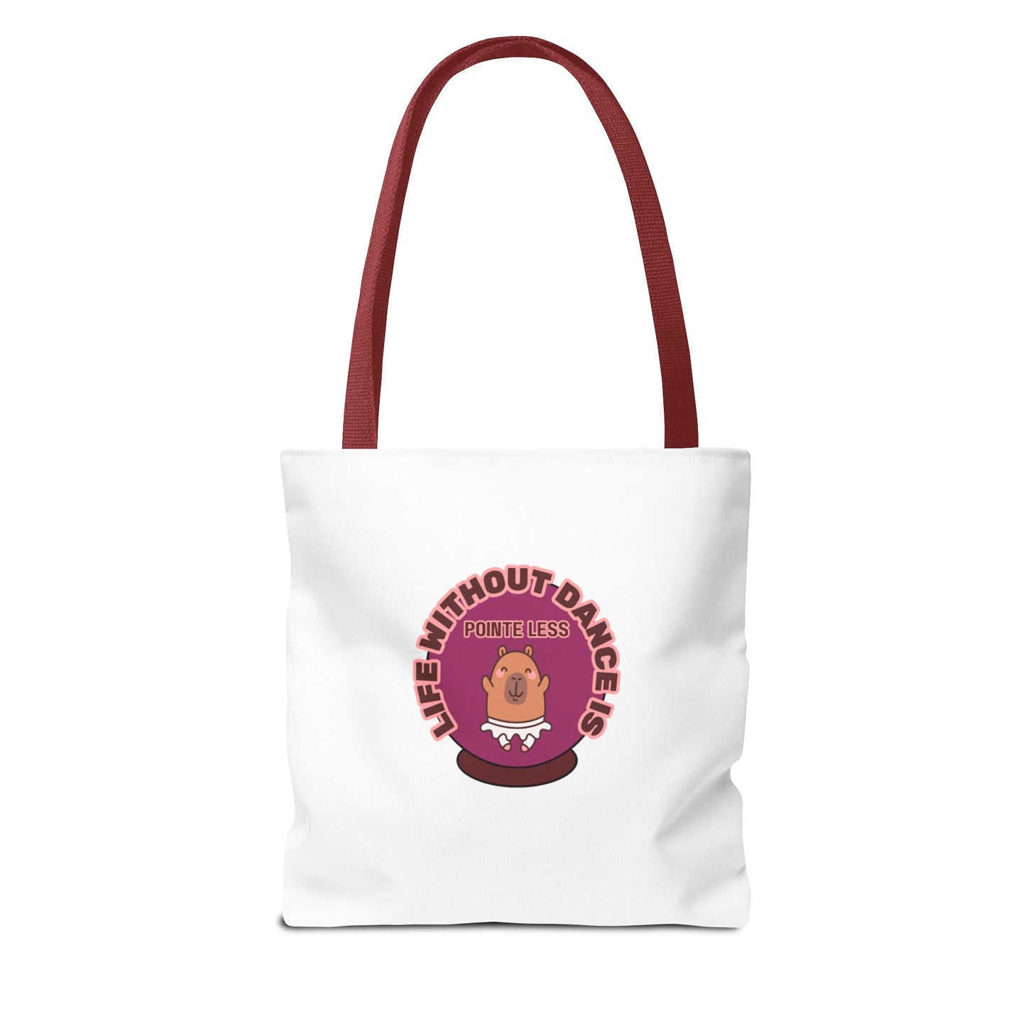 "Life Without Dance Is Pointeless" Capybara Canvas Tote Bag – Funny Dance Pun Tote for Dancers & Animal Lovers