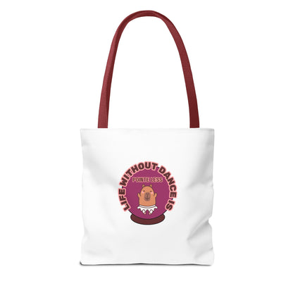"Life Without Dance Is Pointeless" Capybara Canvas Tote Bag – Funny Dance Pun Tote for Dancers & Animal Lovers