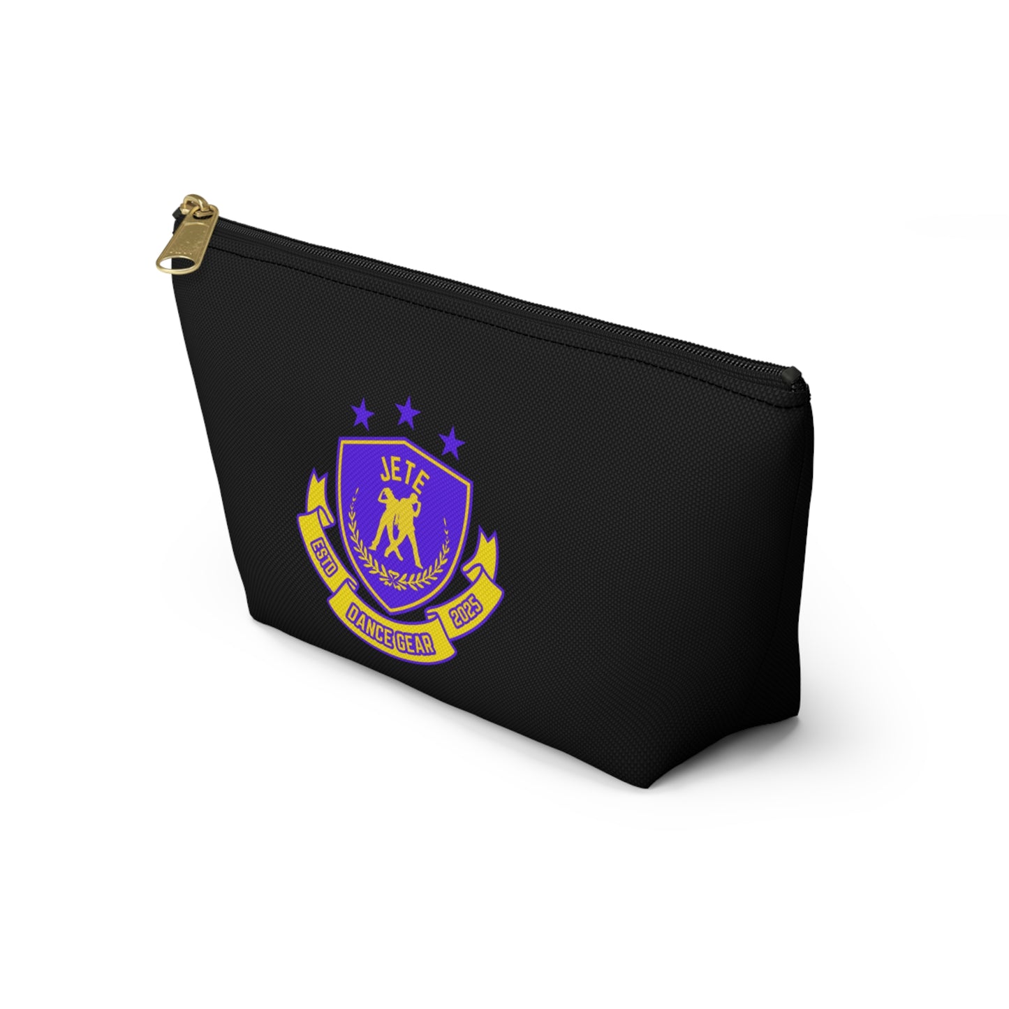 "Jeté Dance Gear" Makeup Bag – Colorful Collegiate-Inspired Dance Graphic – Stylish Zipper Pouch for Cosmetics, Accessories & Team Essentials