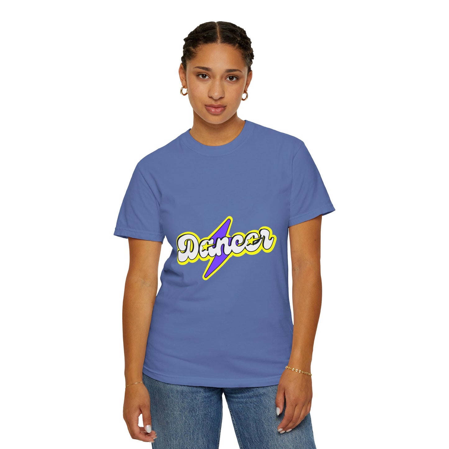 "Dancer" Unisex Garment-Dyed T-Shirt – Superhero-Style Bold Graphic Tee – Dance Power Shirt for Performers & Movers