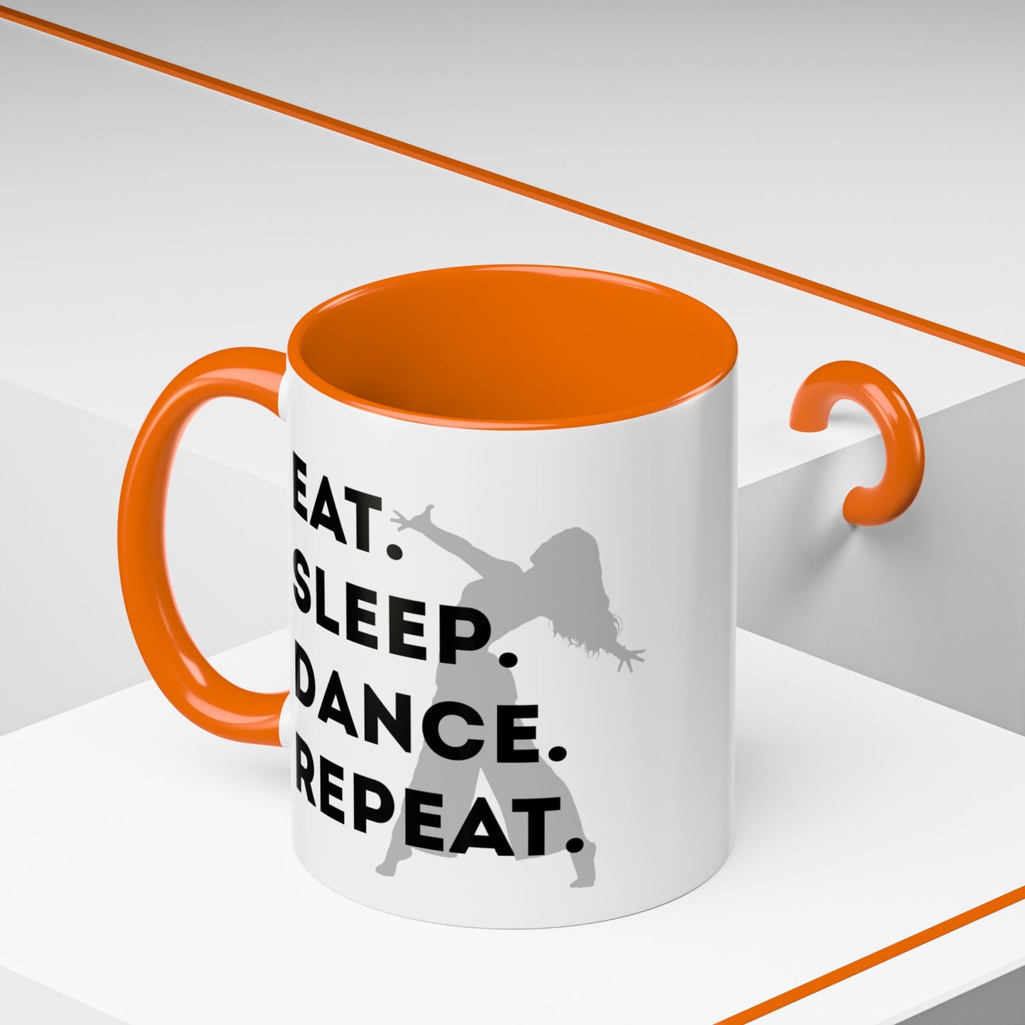 "Eat Sleep Dance Repeat" Accent Coffee Mug – Gray Dancer Graphic Ceramic Mug for Dance Lovers