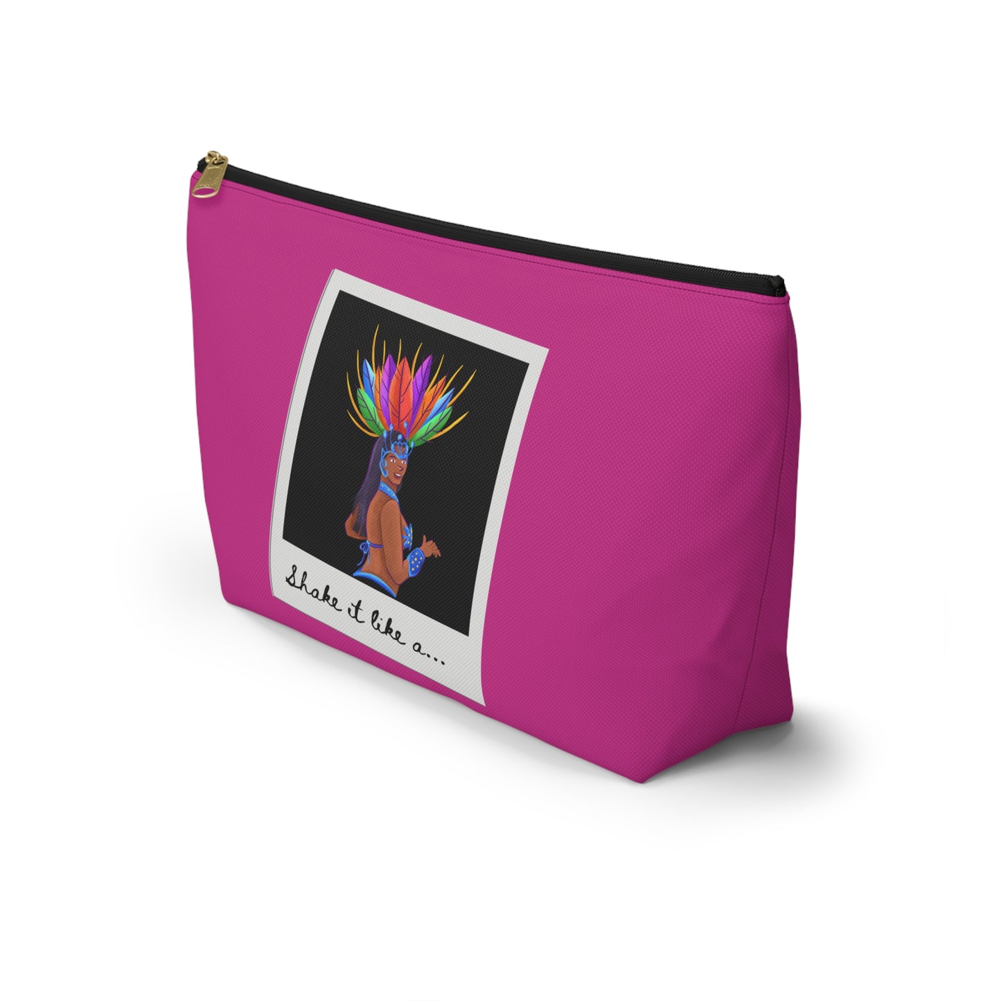 "Shake It Like a..." Makeup Bag – Carnival-Inspired Samba Dancer Graphic – Fun Dance-Themed Zipper Pouch for Cosmetics, Travel & Accessories