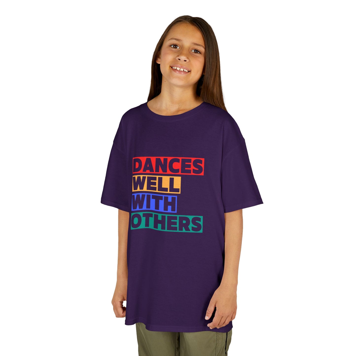 "Dances Well With Others" Kids Heavy Cotton™ Tee – Dance-Inspired Graphic Tee for Kids