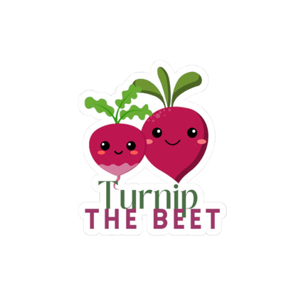 "Turnip the Beet" Kiss-Cut Sticker – Cute Vegetable Dance Pun Graphic – Fun Dance-Themed Vinyl Sticker for Laptops, Journals & Water Bottles