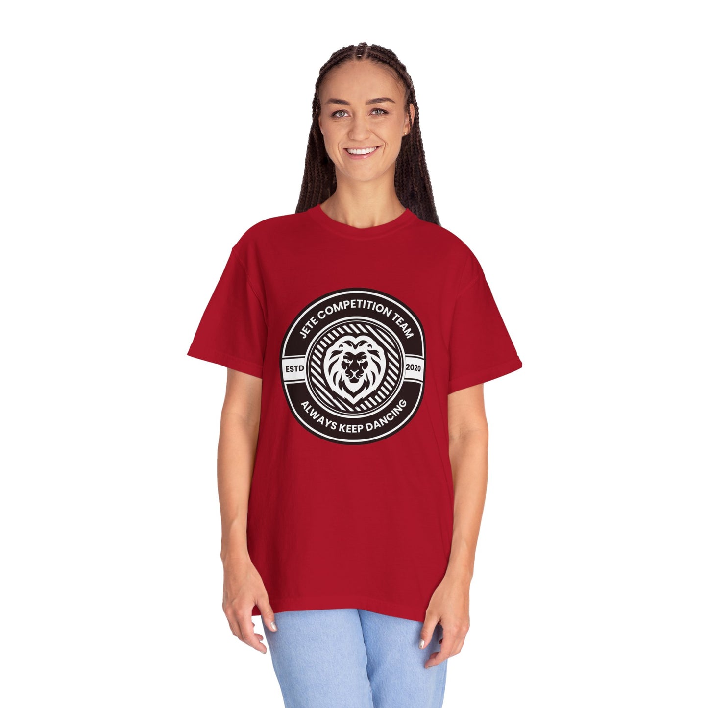 "Jeté Competition Team,  Always Keep Dancing" Unisex Garment-Dyed T-Shirt – Collegiate-Style Dance Graphic Tee – Shirt for Dancers & Teams