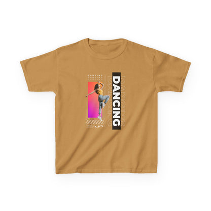 "Dancing" Youth Short Sleeve T-Shirt – Streetwear-Inspired Design with Female Dancer Graphic – Trendy Dance Apparel for Kids
