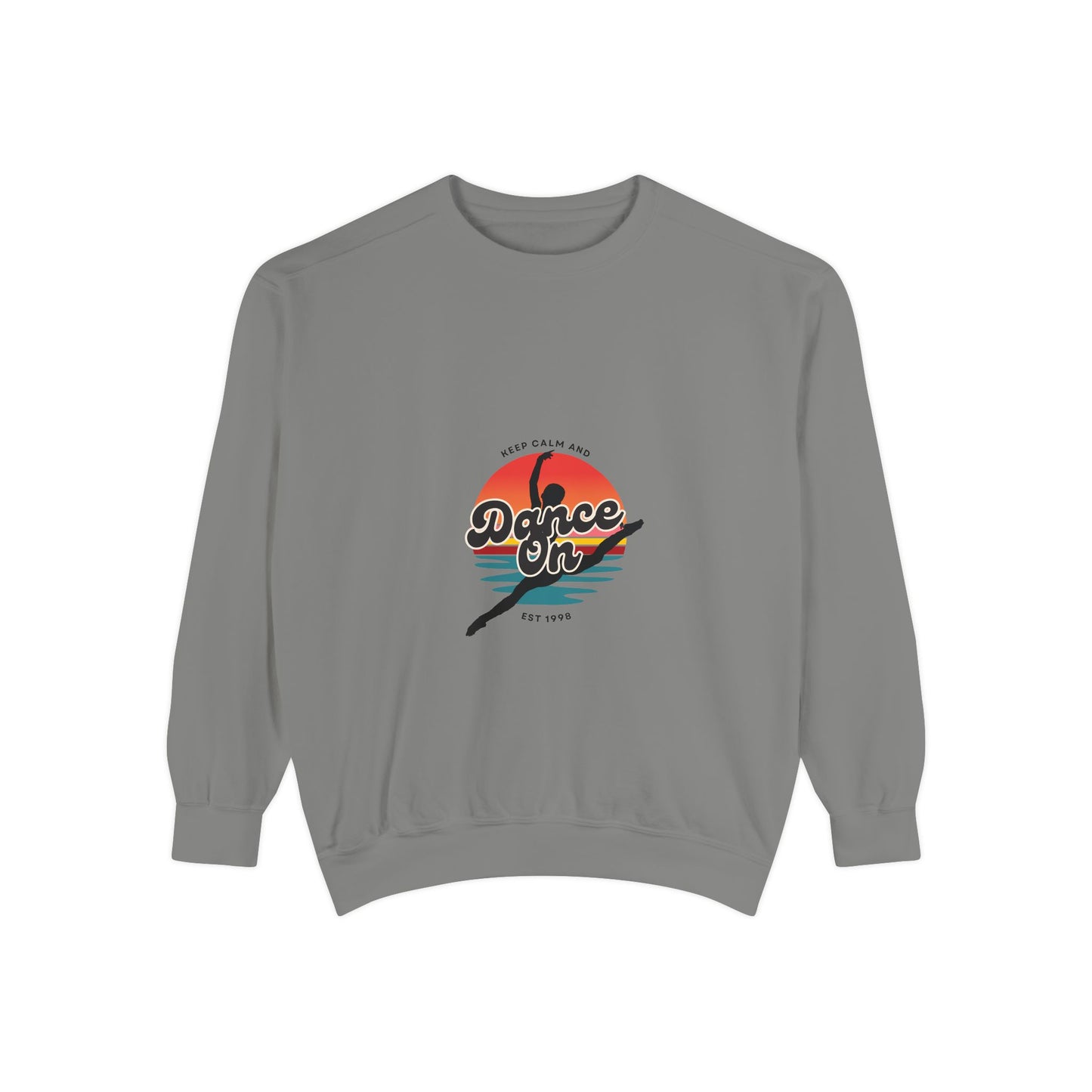 "Keep Calm and Dance On" Unisex Lightweight Crewneck Sweatshirt – Retro-Inspired Dance Graphic Pullover for Dancers & Movement Lovers