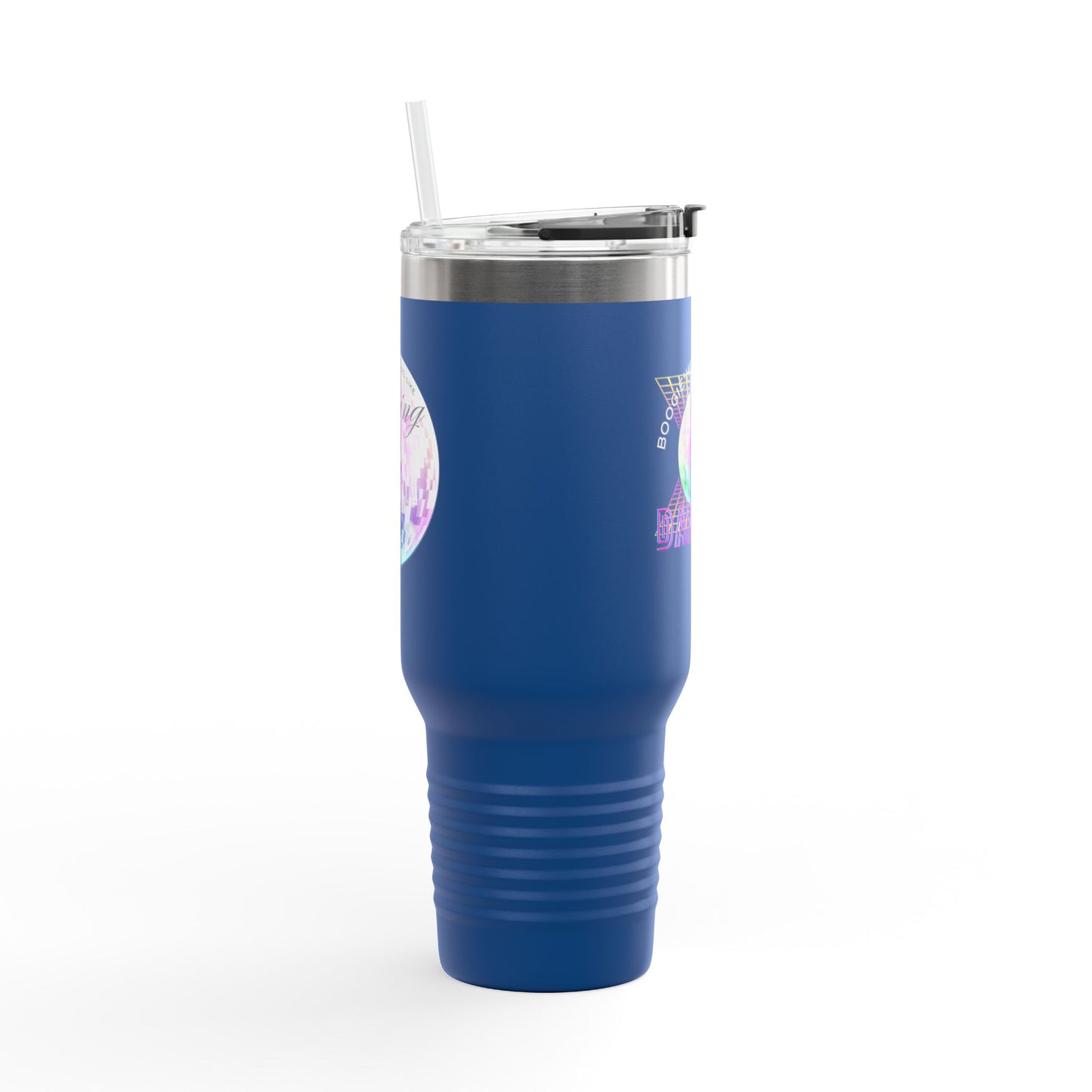 "Boogie, Hustle, Groove - Dancing" 40oz Insulated Travel Mug – Disco Dance Theme Stainless Steel Tumbler with Lid & Straw | Jeté Dance Shop