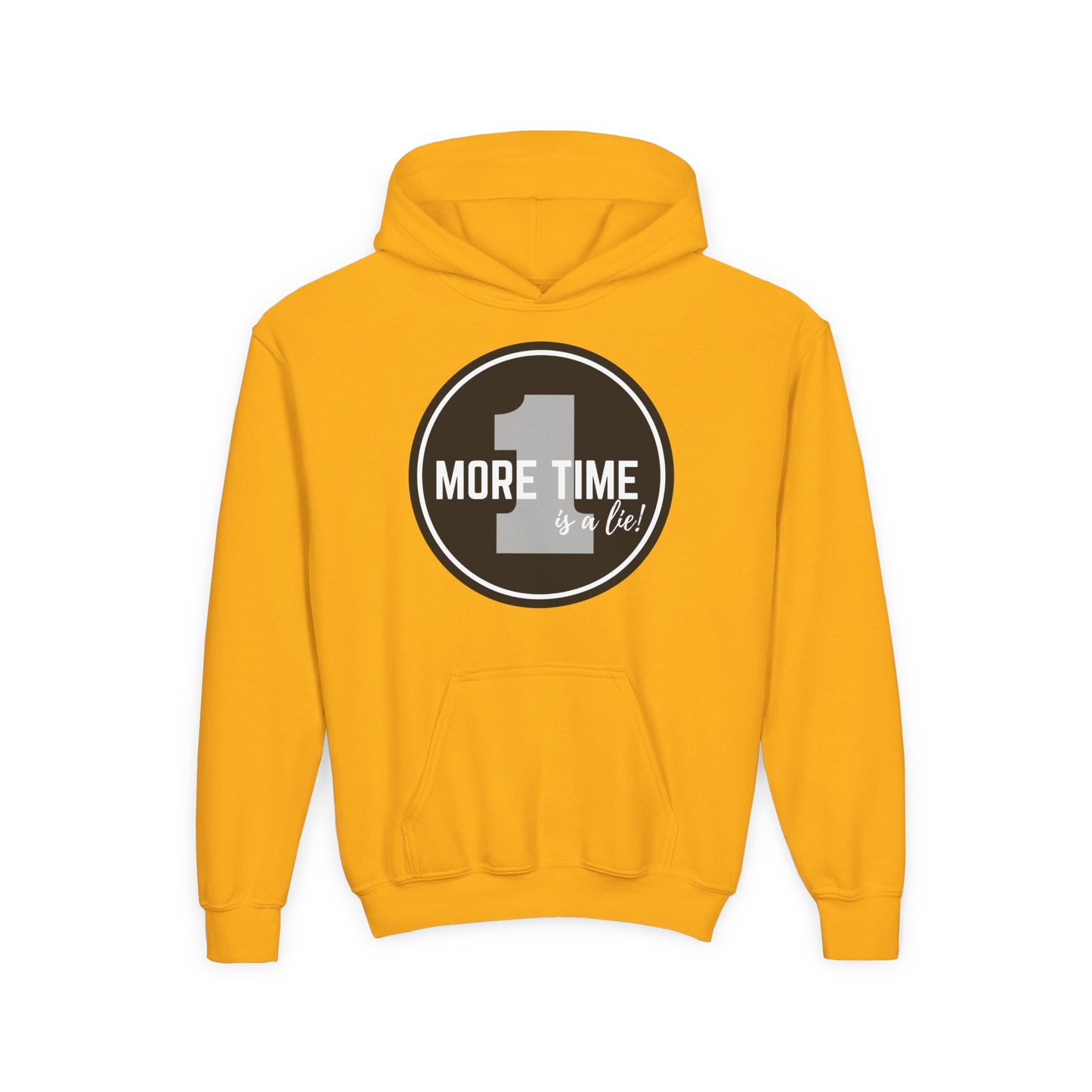 "One More Time Is a Lie" Youth Hooded Sweatshirt – Bold Dance Emblem Graphic Hoodie for Kids and Teens