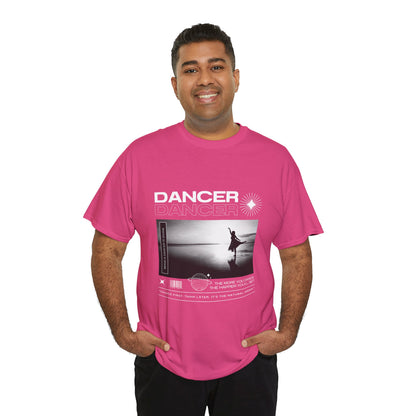 "Dancer" Arabesque Beach Scene Unisex Heavy Cotton Tee – Streetwear-Inspired Ballet Dance Graphic T-Shirt