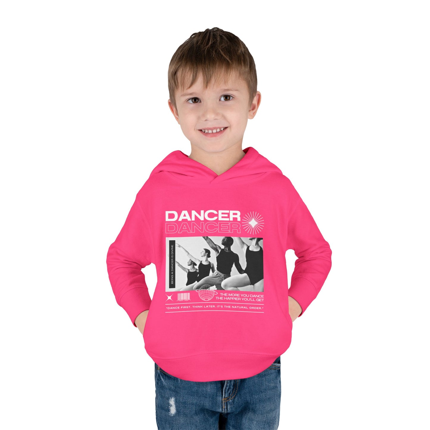 “Dancer” Toddler Pullover Hoodie – Streetwear-Inspired Ballet Barre Graphic Sweatshirt for Kids