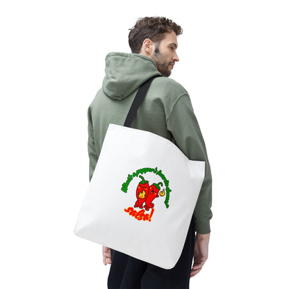 “What’s a Pepper’s Favorite Dance? Salsa!” Salsa Dance Pun Tote Bag – Funny Kawaii Pepper Graphic Canvas Bag for Dancers & Food Lovers
