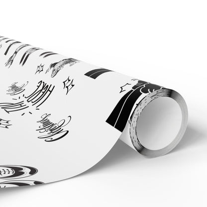 “Tap Here” Christmas Wrapping Paper – Fun Black & White Holiday Gift Wrap with Tap Shoes & Santa Design, Perfect for Tap Dancers & Dance Studios