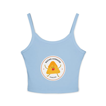 "Nacho Average Dancer" Women’s Spaghetti Strap Tank Top – Cute Nacho Dance Graphic | Funny Pun Apparel for Dancers & Food Lovers