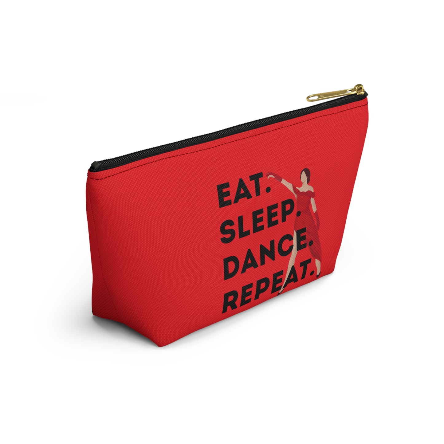 “Eat Sleep Dance Repeat” Makeup Bag – Bold Dancer Graphic – Dance-Themed Zipper Pouch for Cosmetics, Accessories & Travel Essentials