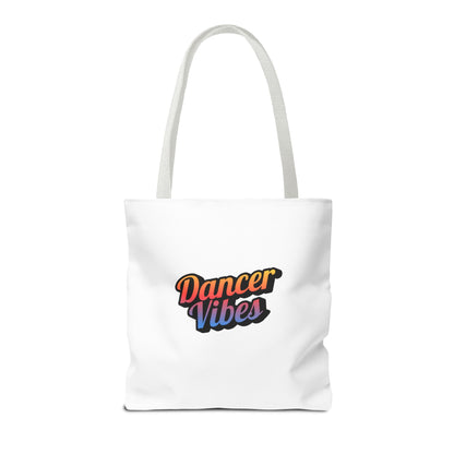 "Dancer Vibes" Canvas Tote Bag – Bold Dance-Themed Text Graphic Bag for Dancers, Students & Everyday Use