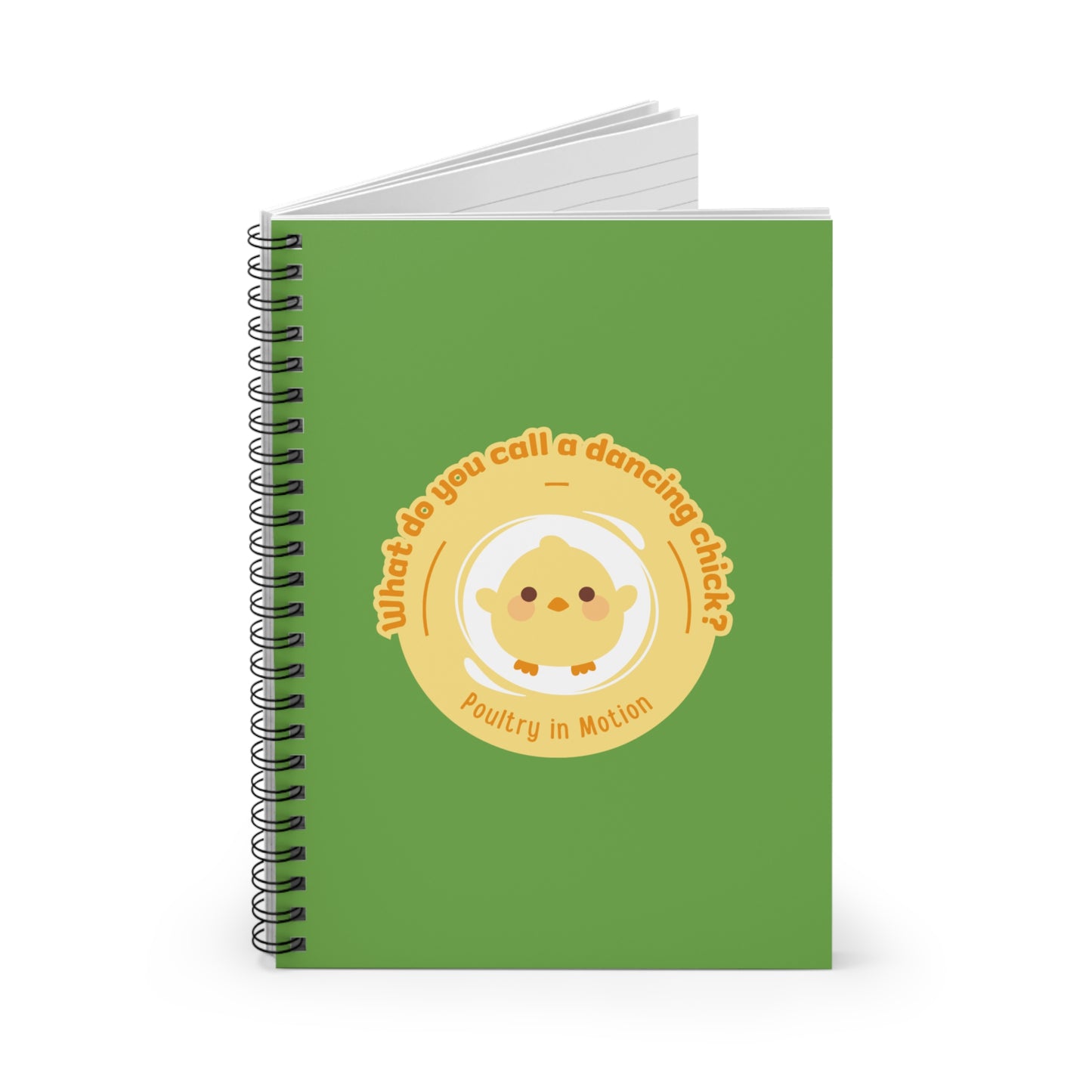 "Poultry in Motion" Spiral Notebook – Funny Dance Pun Journal with Cute Chicken Graphic for Dancers, Writers & Pun Lovers