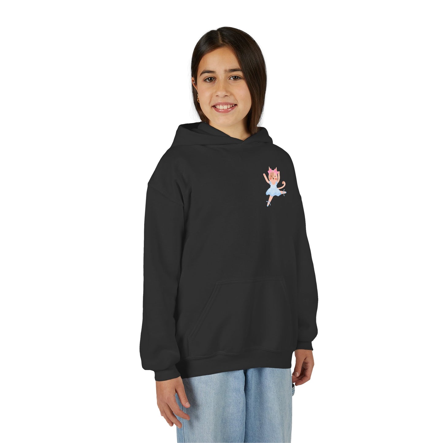 “Every Meow & Then I Dance” Adorable Dancing Cat Graphic | Cute Cat Dance Hoodie for Kids & Young Ballet Enthusiasts - Unisex Youth Hoodie