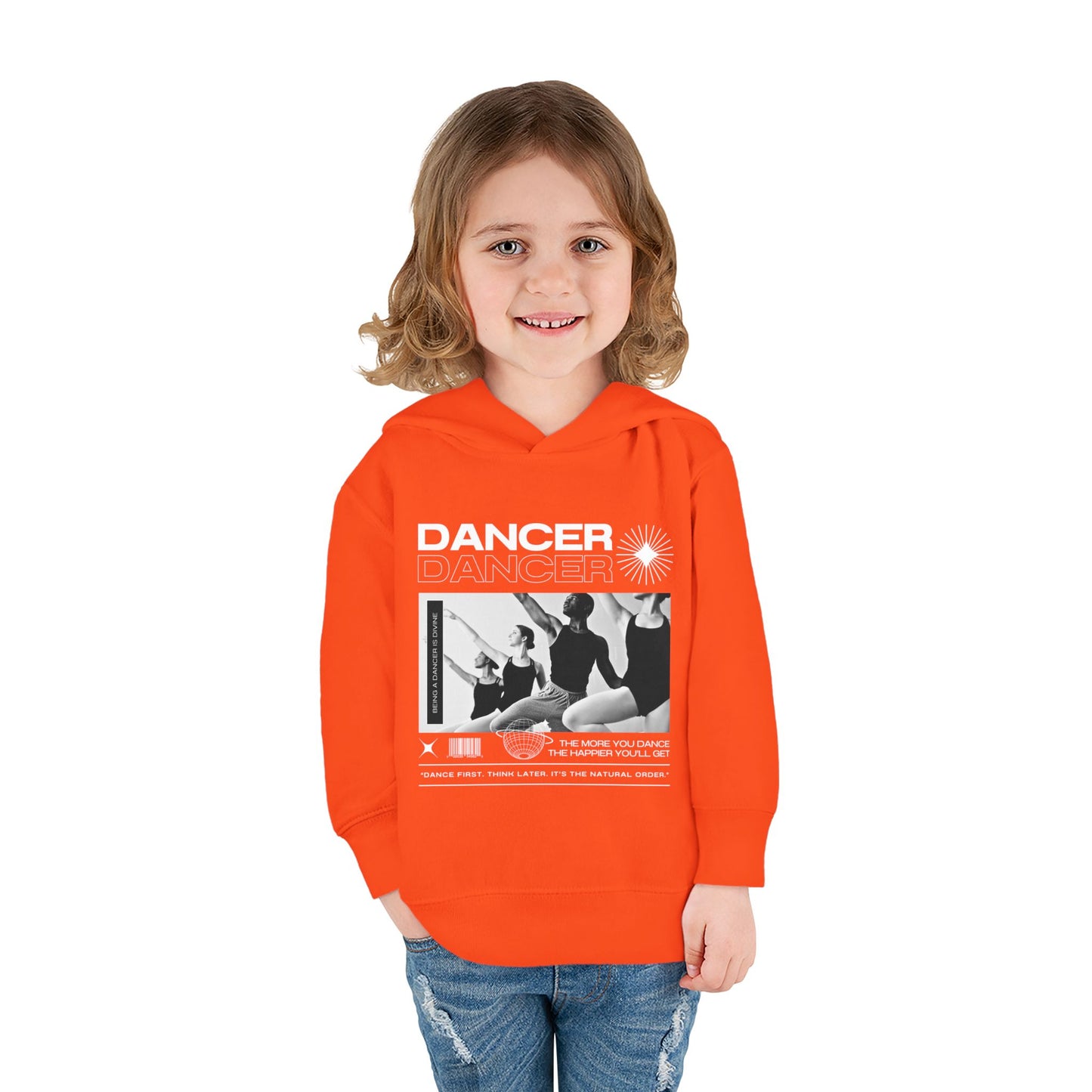 “Dancer” Toddler Pullover Hoodie – Streetwear-Inspired Ballet Barre Graphic Sweatshirt for Kids