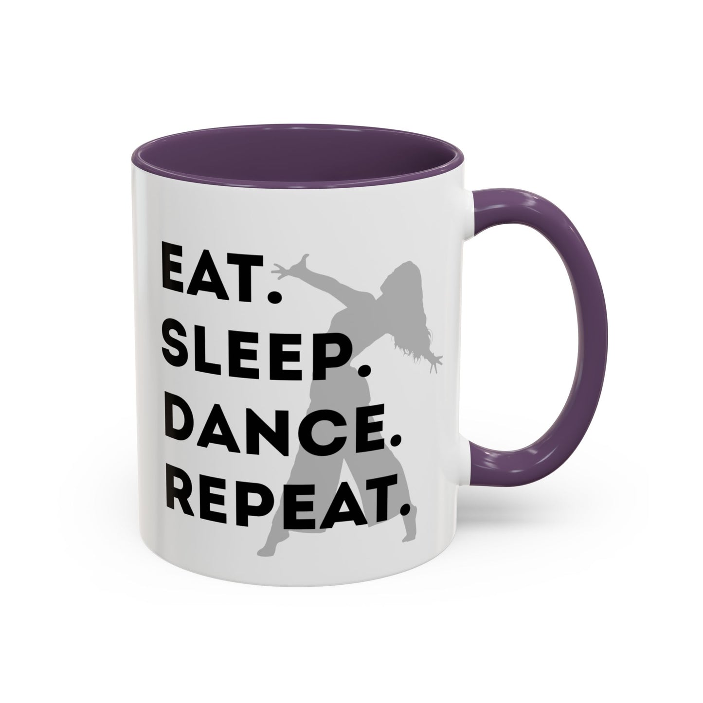 "Eat Sleep Dance Repeat" Accent Coffee Mug – Gray Dancer Graphic Ceramic Mug for Dance Lovers