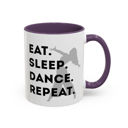 "Eat Sleep Dance Repeat" Accent Coffee Mug – Gray Dancer Graphic Ceramic Mug for Dance Lovers