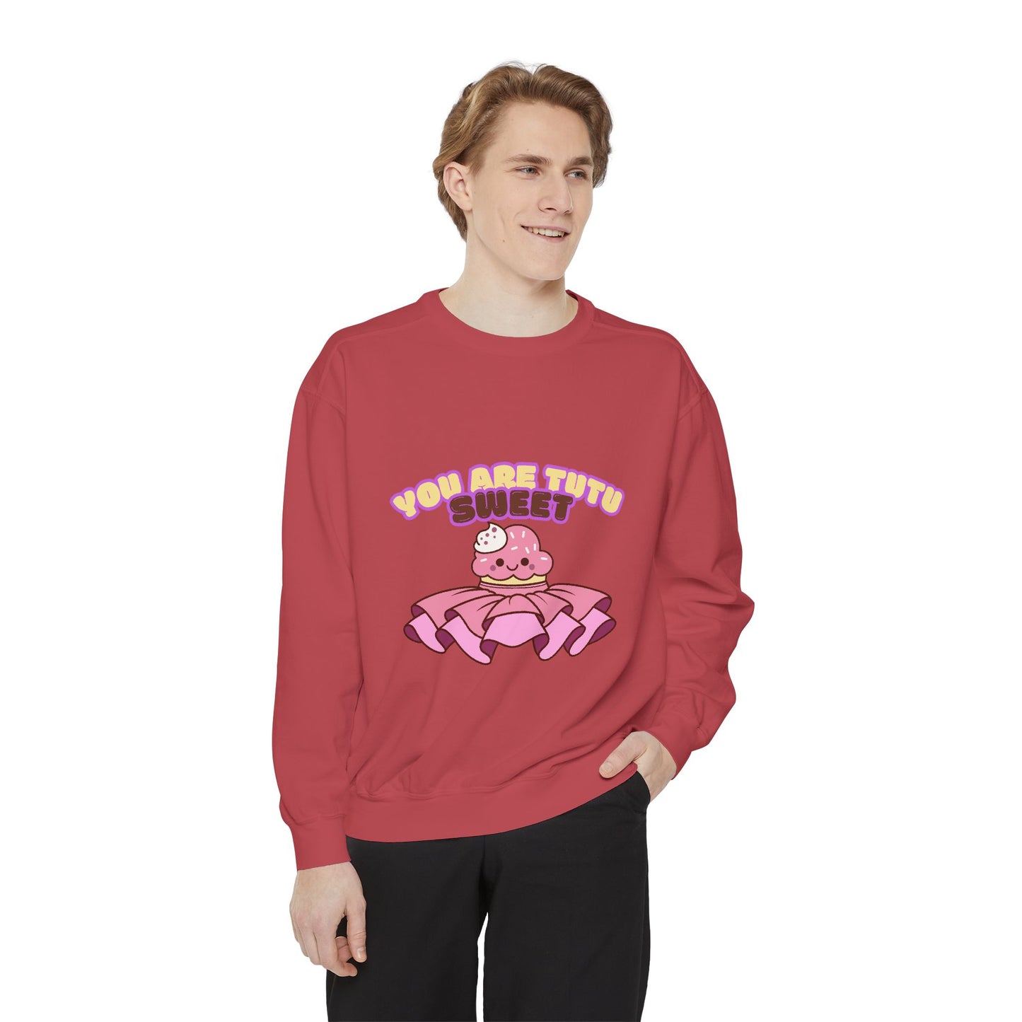 "You Are Tutu Sweet" Unisex Lightweight Crewneck Sweatshirt – Kawaii Cupcake in a Tutu Graphic Pullover for Ballet & Dance Lovers
