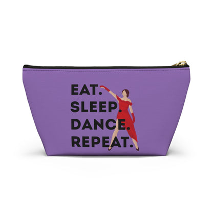 “Eat Sleep Dance Repeat” Makeup Bag – Bold Dancer Graphic – Dance-Themed Zipper Pouch for Cosmetics, Accessories & Travel Essentials