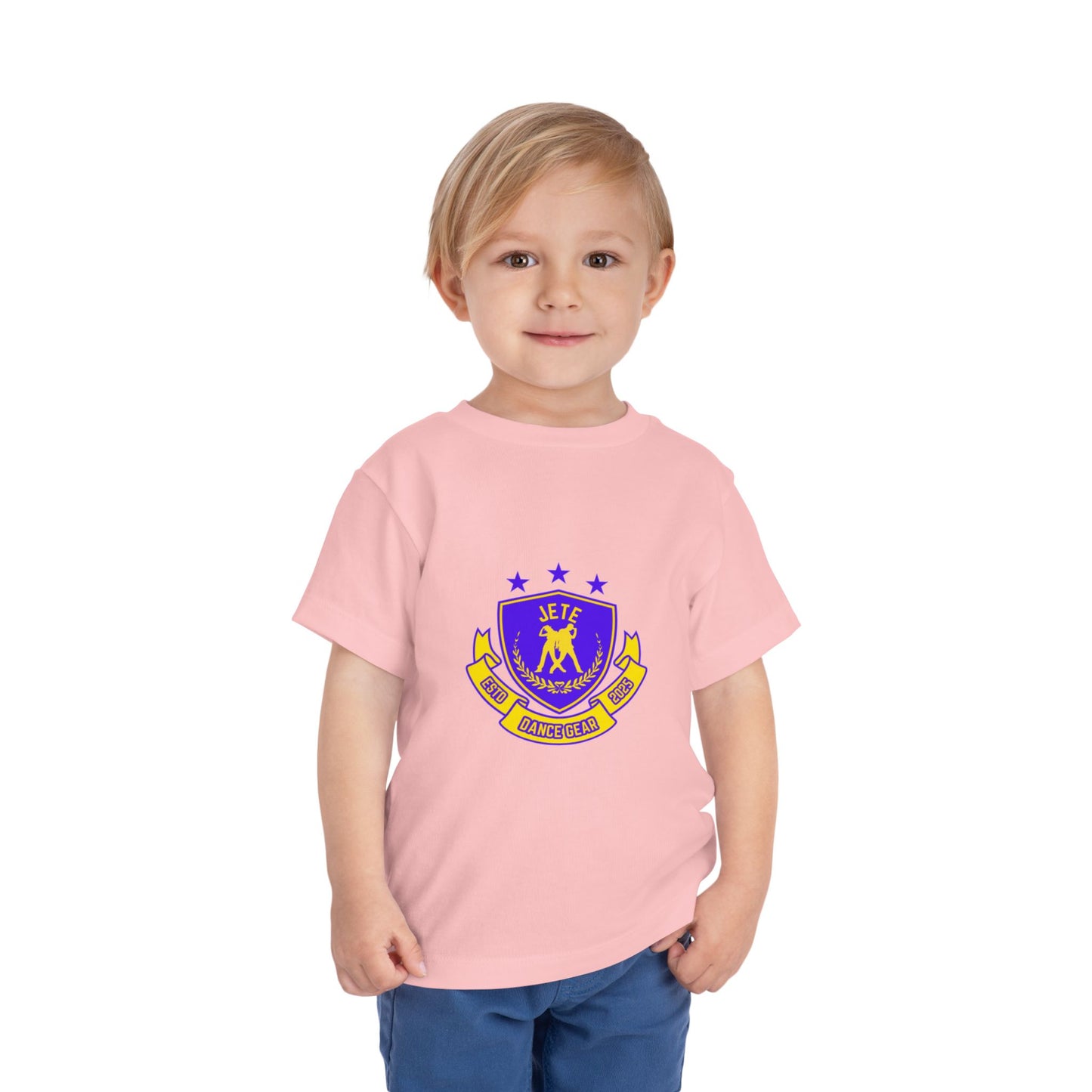"Jeté Dance Gear" Toddler Dance T-Shirt – Collegiate-Inspired Dancer Graphic Short Sleeve Tee for Kids