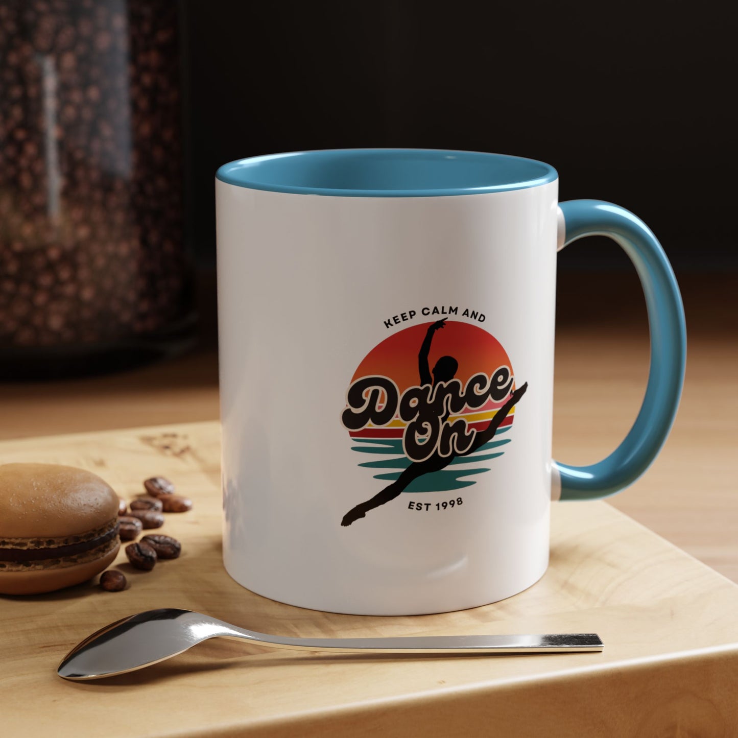 "Keep Calm and Dance On" Accent Coffee Mug – Motivational Dance Quote Ceramic Mug for Dancers and Instructors