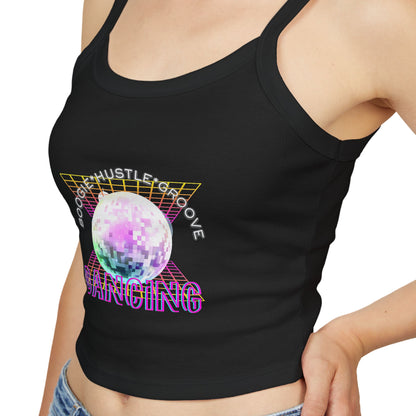 "Boogie, Hustle, Groove – Dancing" Women’s Spaghetti Strap Tank Top – Bold Retro Graphic | Fun 70s-Inspired Dancewear for Studio & Everyday Style