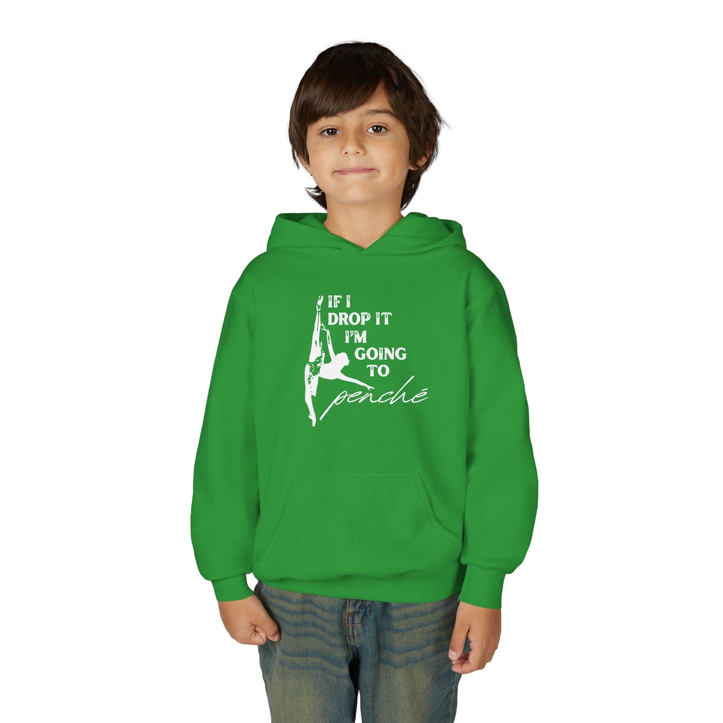 “If I Drop It, I’m Going to Penché” Unisex Youth Hoodie with Ballet Dancer Graphic – Funny Dance Hoodie for Kids & Teens, Personalized with Name or Studio