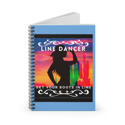"Line Dancer, Get Your Boots in Line" Western-Inspired Design – Spiral Dance Notebook for Journaling, Class Notes & Choreo Planning
