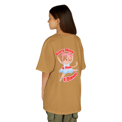 "Every Meow & Then I Dance" – Youth Short Sleeve Tee with Cute Dancing Cat Graphic | Kids’ Dance & Cat Lover T-Shirt