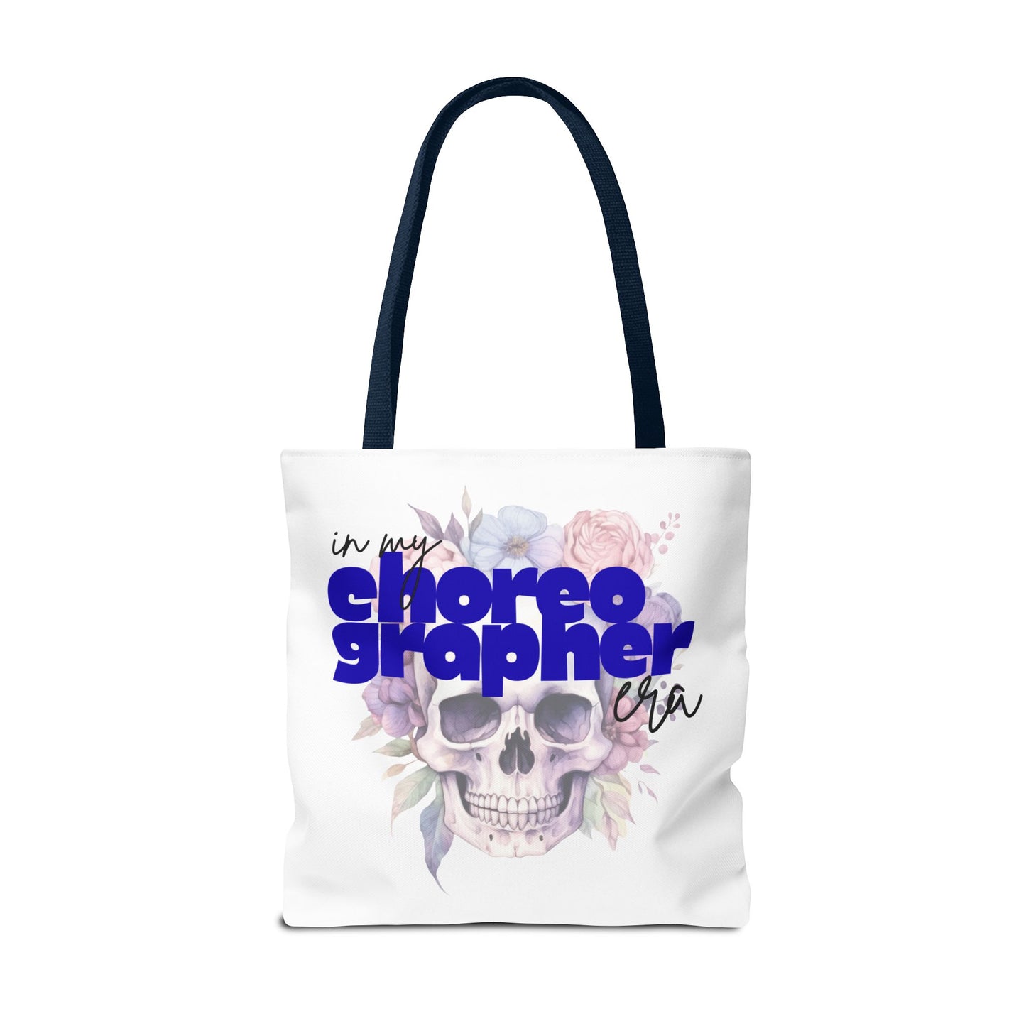 In My Choreographer Era Tote Bag with Colored Handles – Pastel Floral Skull Dance-Inspired Carryall