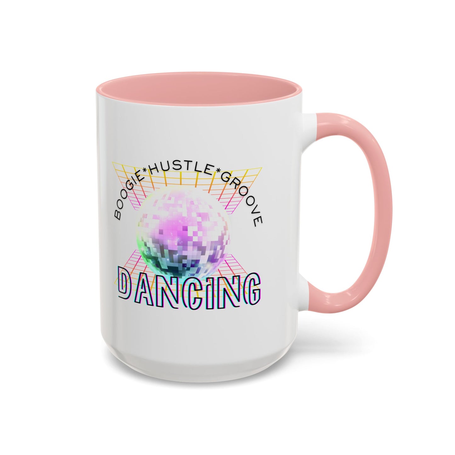 "Boogie, Hustle, Groove - Dancing" Disco Accent Coffee Mug – Fun Retro Dance Gift for Coffee Lovers