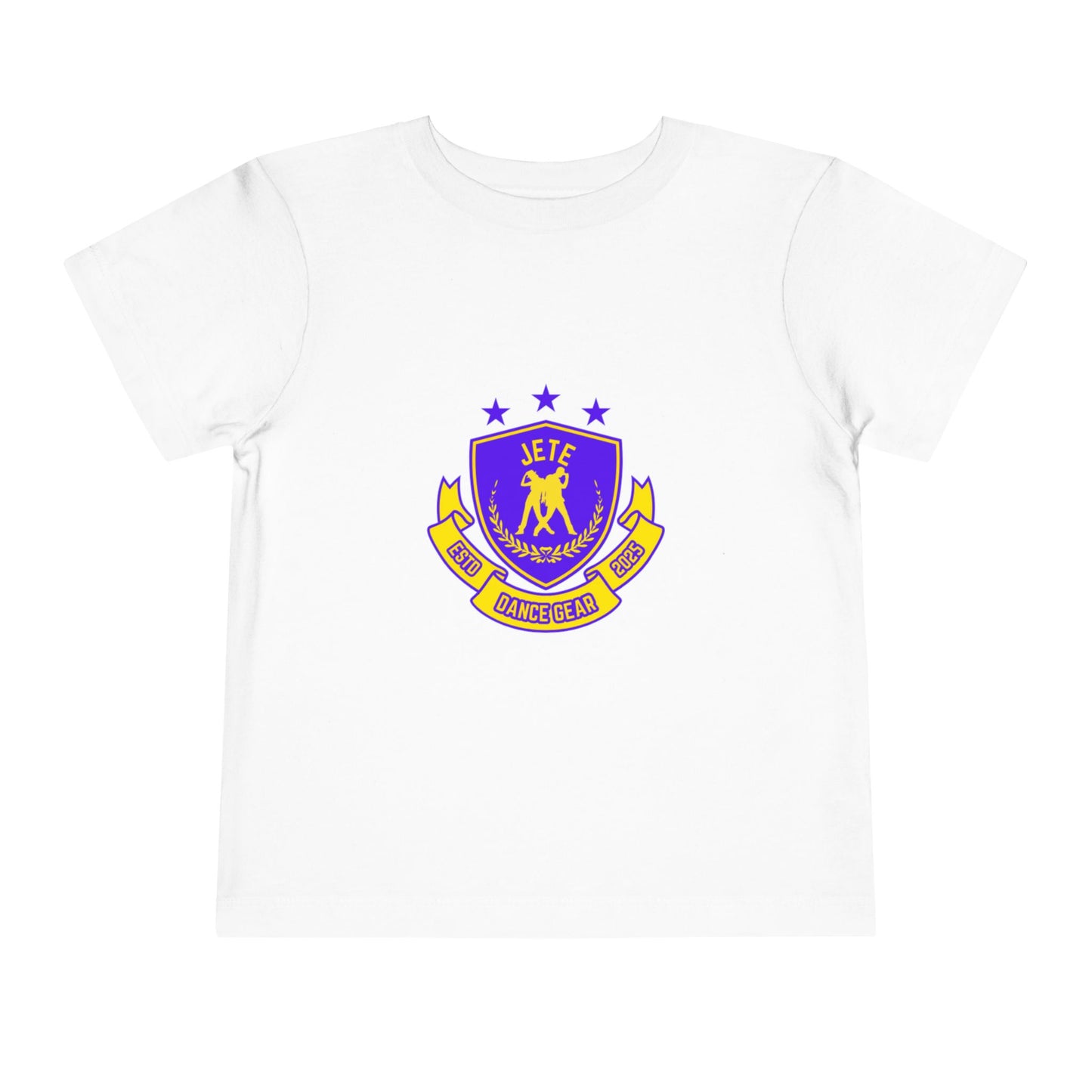 "Jeté Dance Gear" Toddler Dance T-Shirt – Collegiate-Inspired Dancer Graphic Short Sleeve Tee for Kids
