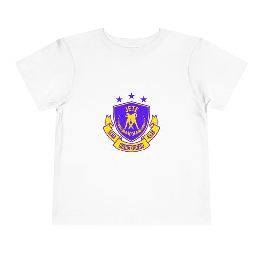 "Jeté Dance Gear" Toddler Dance T-Shirt – Collegiate-Inspired Dancer Graphic Short Sleeve Tee for Kids