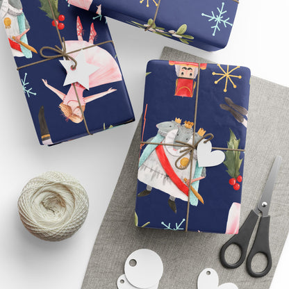 "Nutcracker Ballet" Christmas Wrapping Paper – Festive Holiday Gift Wrap with Classic Ballet Dancers & Christmas Scene Design, Perfect for Dance Lovers and Studios