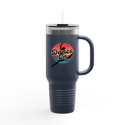 "Keep Calm and Dance On" – 40oz Insulated Travel Mug with Retro Vintage Dance Graphic | Reusable Stainless Steel Tumbler for Hot & Cold Drinks