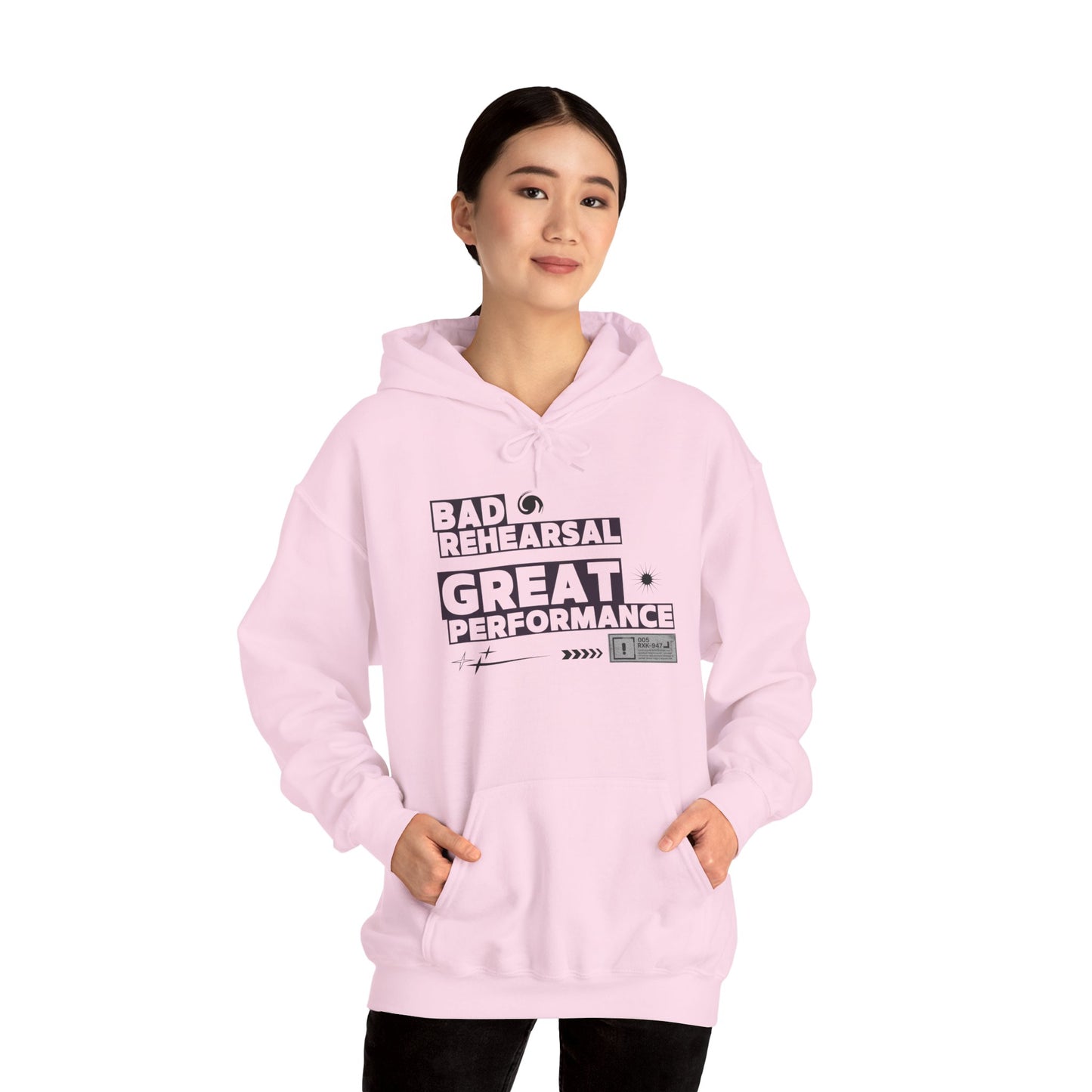 "Bad Rehearsal, Great Performance" Dance Hoodie – Unisex Heavy Blend™ Hooded Sweatshirt with Streetwear-Inspired Graphic for Performers