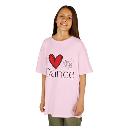 "I Love Dance" Youth Short Sleeve Tee – Hand-Drawn Heart & Note Graphic Dance Lover T-Shirt