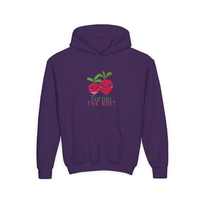 "Turnip the Beet" Youth Hooded Sweatshirt – Cute Vegetable Dance Pun Graphic Hoodie for Kids and Teens
