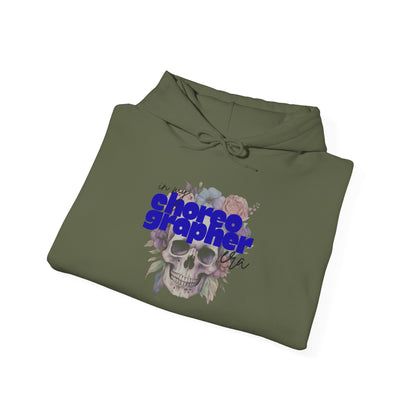 "In My Choreographer Era" Hoodie – Unisex Heavy Blend™ Hooded Sweatshirt with Floral Skull Graphic for Dance Creatives