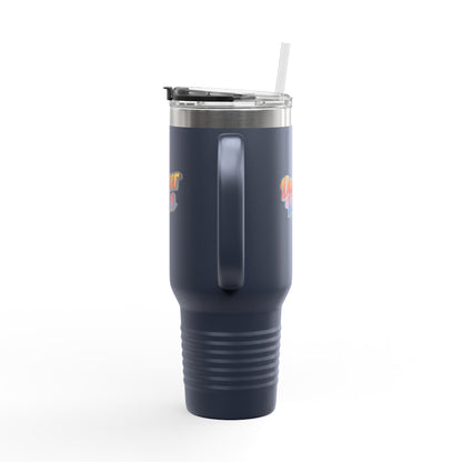 "Dancer Vibes" 40oz Insulated Travel Mug – Retro-Inspired Stainless Steel Tumbler for Dance Lovers | Hot & Cold Beverage Travel Cup with Handle and Leak-Proof Lid