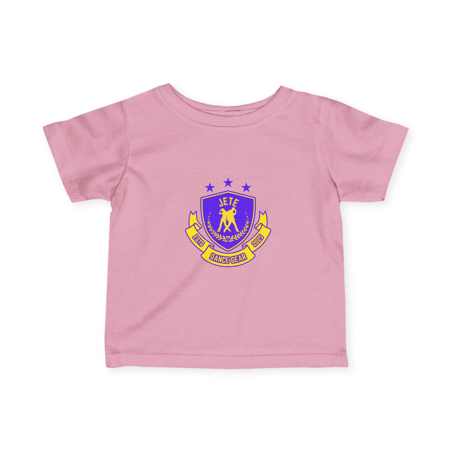 "Jeté Dance Gear" Infant Dance T-Shirt – Collegiate-Inspired Dancer Graphic Short Sleeve Tee for Babies