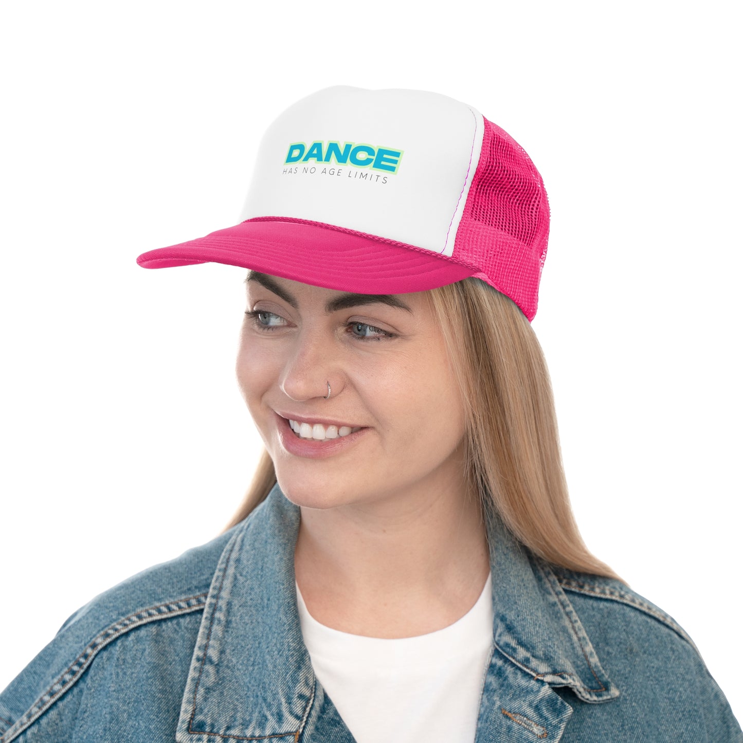 "Dance Has No Age Limits" Unisex Trucker Hat – Colorful Dance Quote Cap for All Ages, Dancers, and Movement Lovers